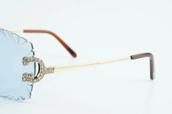 Iced Out C Decor Wires - Diamond Cut Light Blue Lens