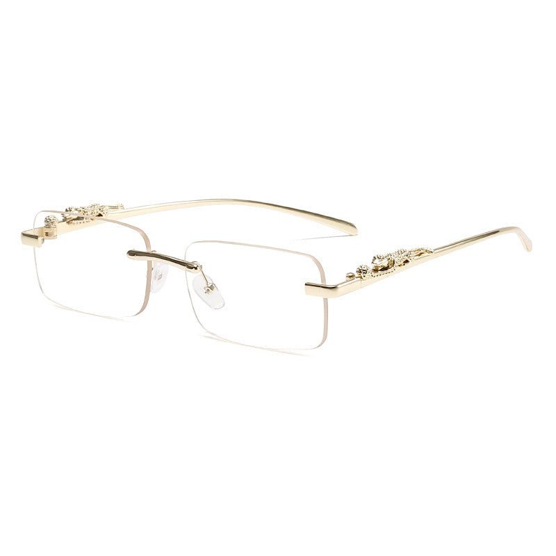 Gold Leopard Rimless Sunglasses