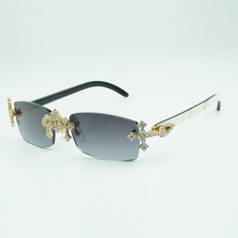 Iced Out Cross White Buffs - Clear Lens