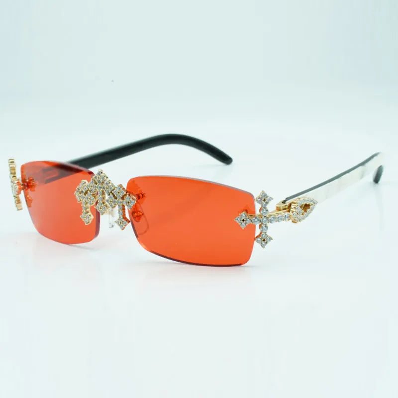 Iced Out Cross White Buffs - Clear Lens
