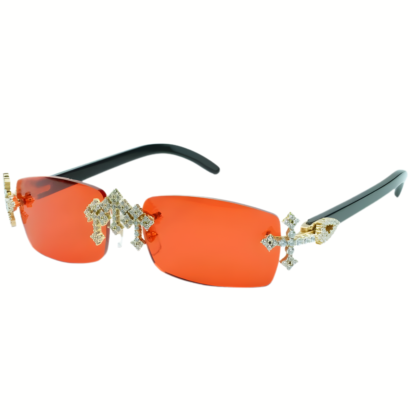 Iced Out Cross Black Buffs - Silver Lens
