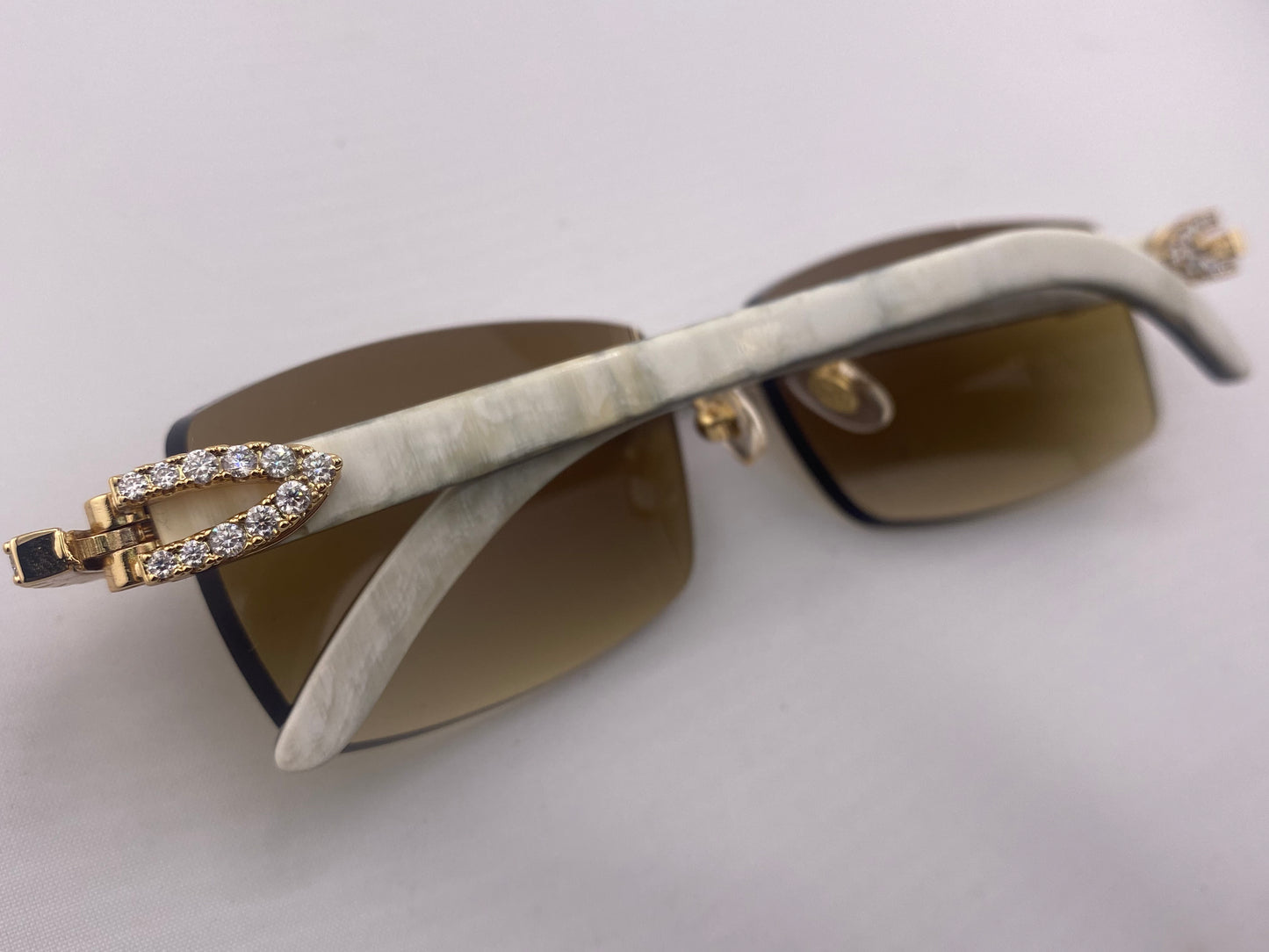 Iced out White Buffs - Brown Lens