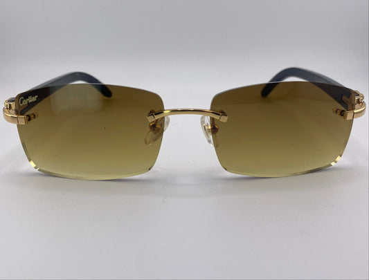 Black Buffs Brown Lens Sunglasses | Premium Rimless Eyewear - Dolla Shades