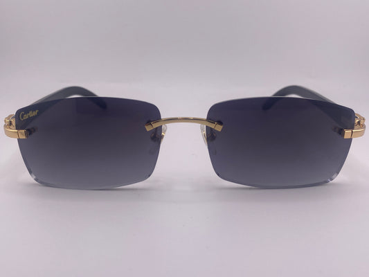 White Buffs Black Lens Sunglasses | Premium Rimless Eyewear - Dolla Shades