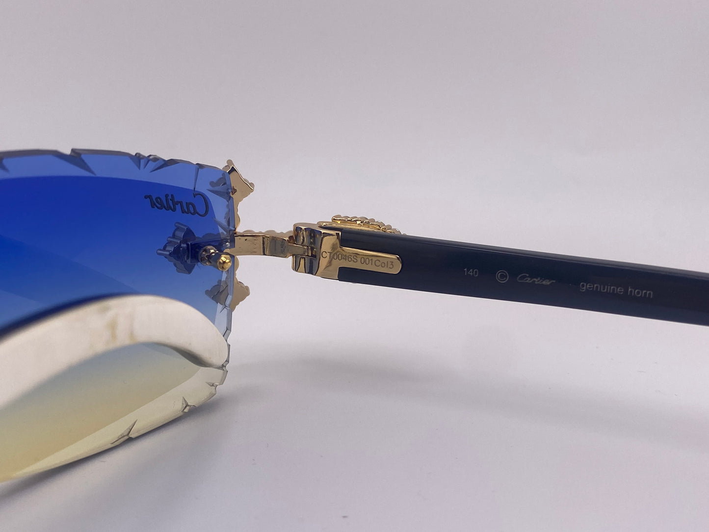 Iced Out Cross White Buffs - Diamond Cut Blue Lens