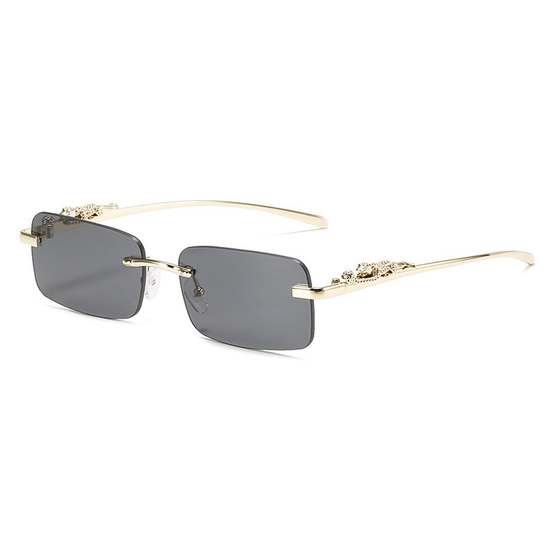 Gold Leopard Rimless Sunglasses