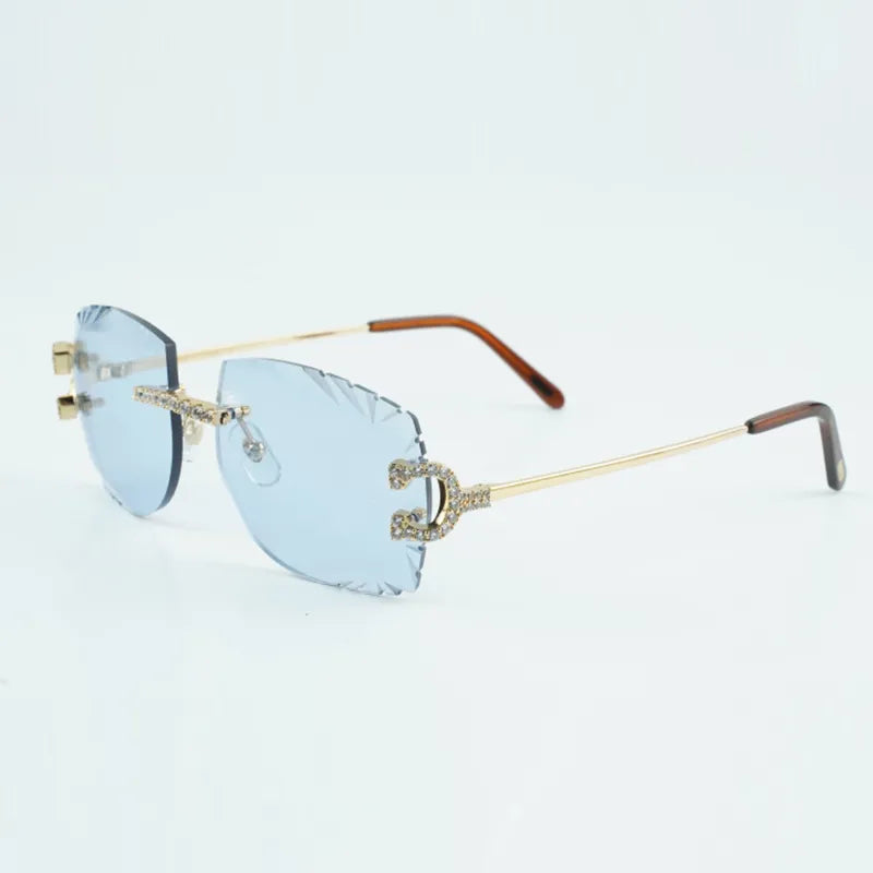Iced Out C Decor Wires - Diamond Cut Light Blue Lens