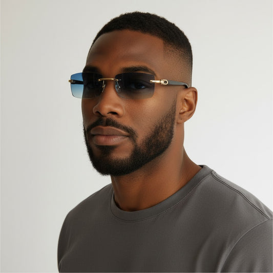 Black Buffs Blue Lens - Dolla Shades