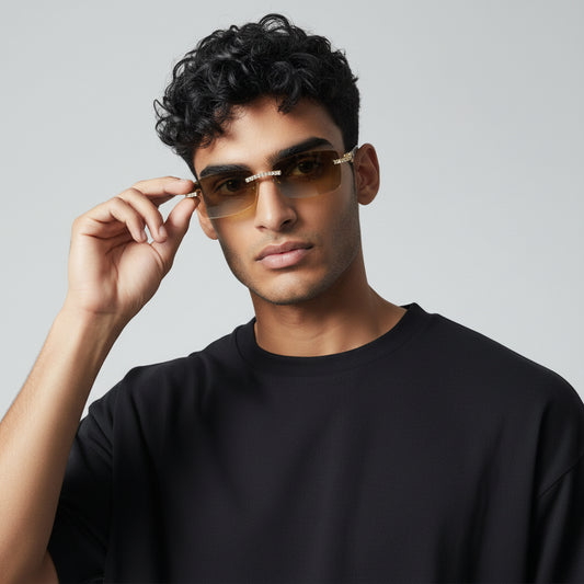 Iced Out Black Buffs Brown Lens - Dolla Shades