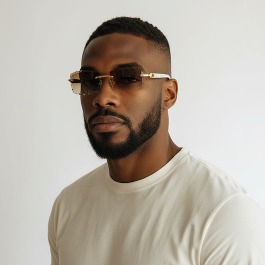 White Buffs Brown Cut Lens - Dolla Shades