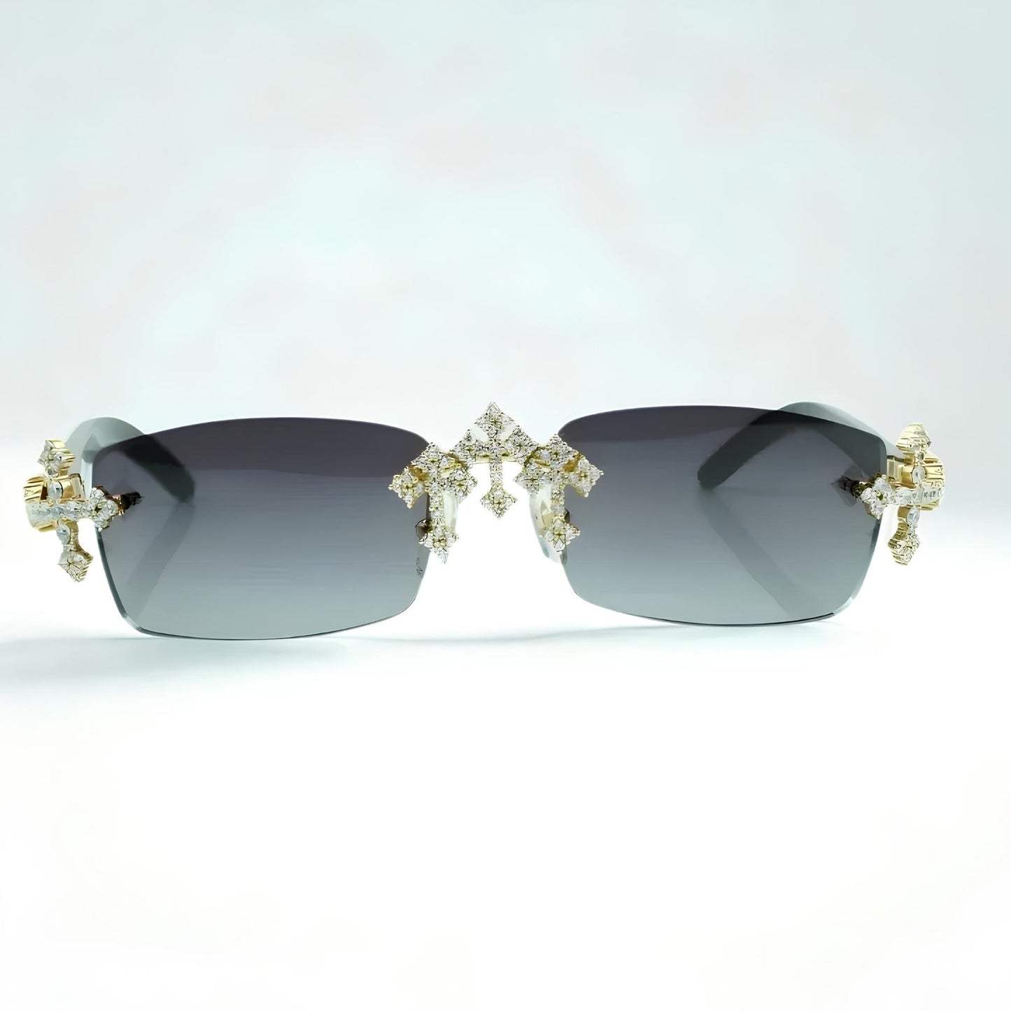 Iced Out Cross Black Buffs - Silver Lens - Dolla Shades