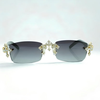 Iced Out Cross Black Buffs - Silver Lens - Dolla Shades