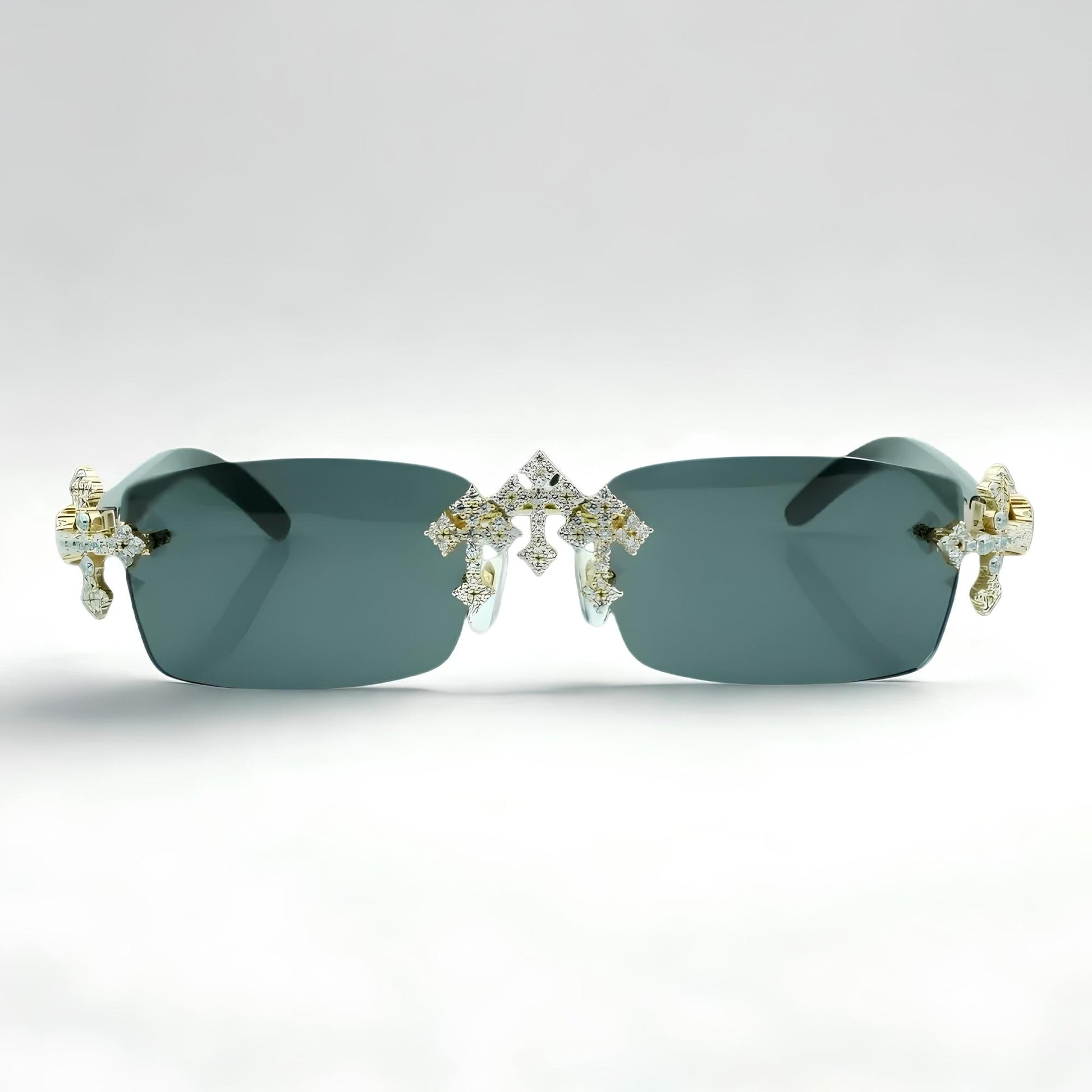 Iced Out Cross Black Buffs - Black Lens - Dolla Shades