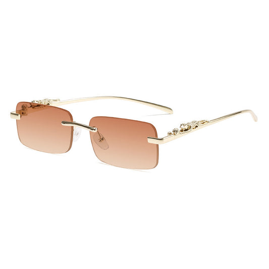 Gold Leopard Rimless Sunglasses