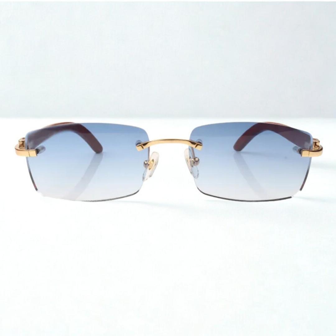 Wooden Frames - Blue Lens - Dolla Shades