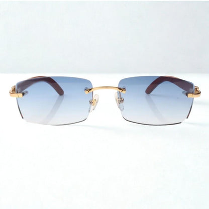 Wooden Frames - Blue Lens - Dolla Shades