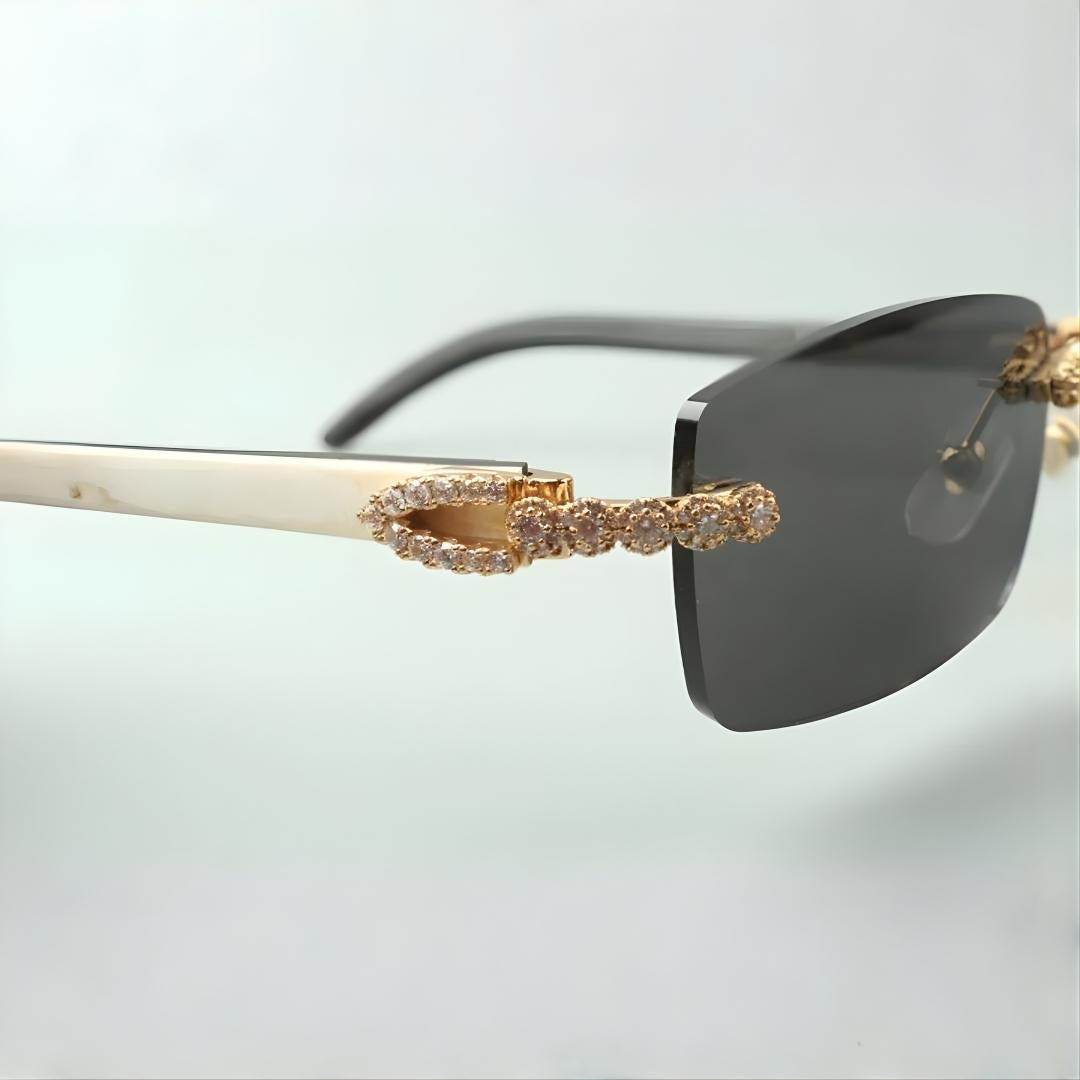 Bouquet White Buffs Black Lens - Dolla Shades
