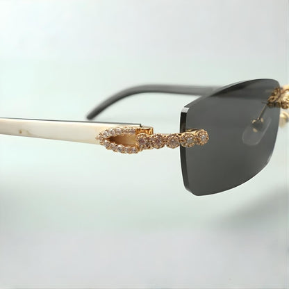 Bouquet White Buffs Black Lens - Dolla Shades
