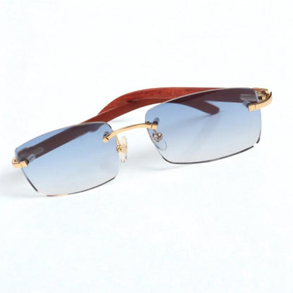 Wooden Frames - Blue Lens - Dolla Shades