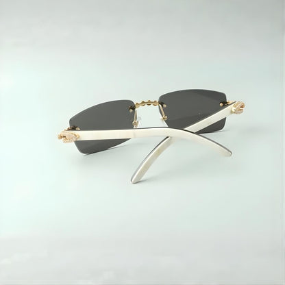 Bouquet White Buffs Black Lens - Dolla Shades