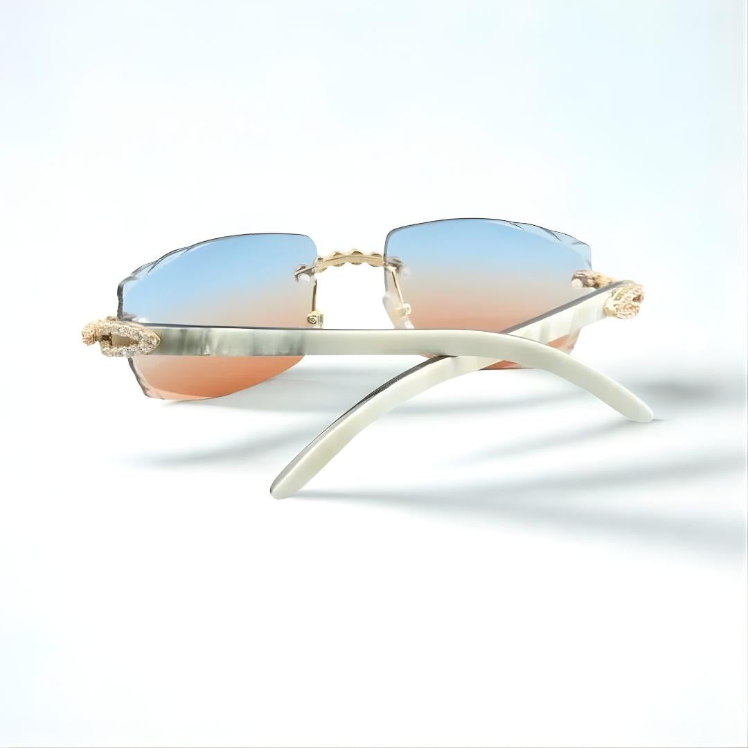 Bouquet White Buffs Cut Orange Lens - Dolla Shades