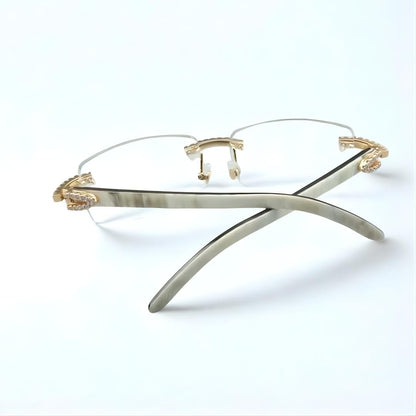 CZ White Buffs Clear Lens - Dolla Shades