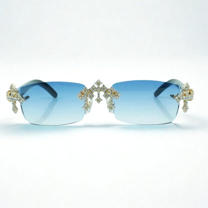 Iced Out Cross Black Buffs - Blue Lens