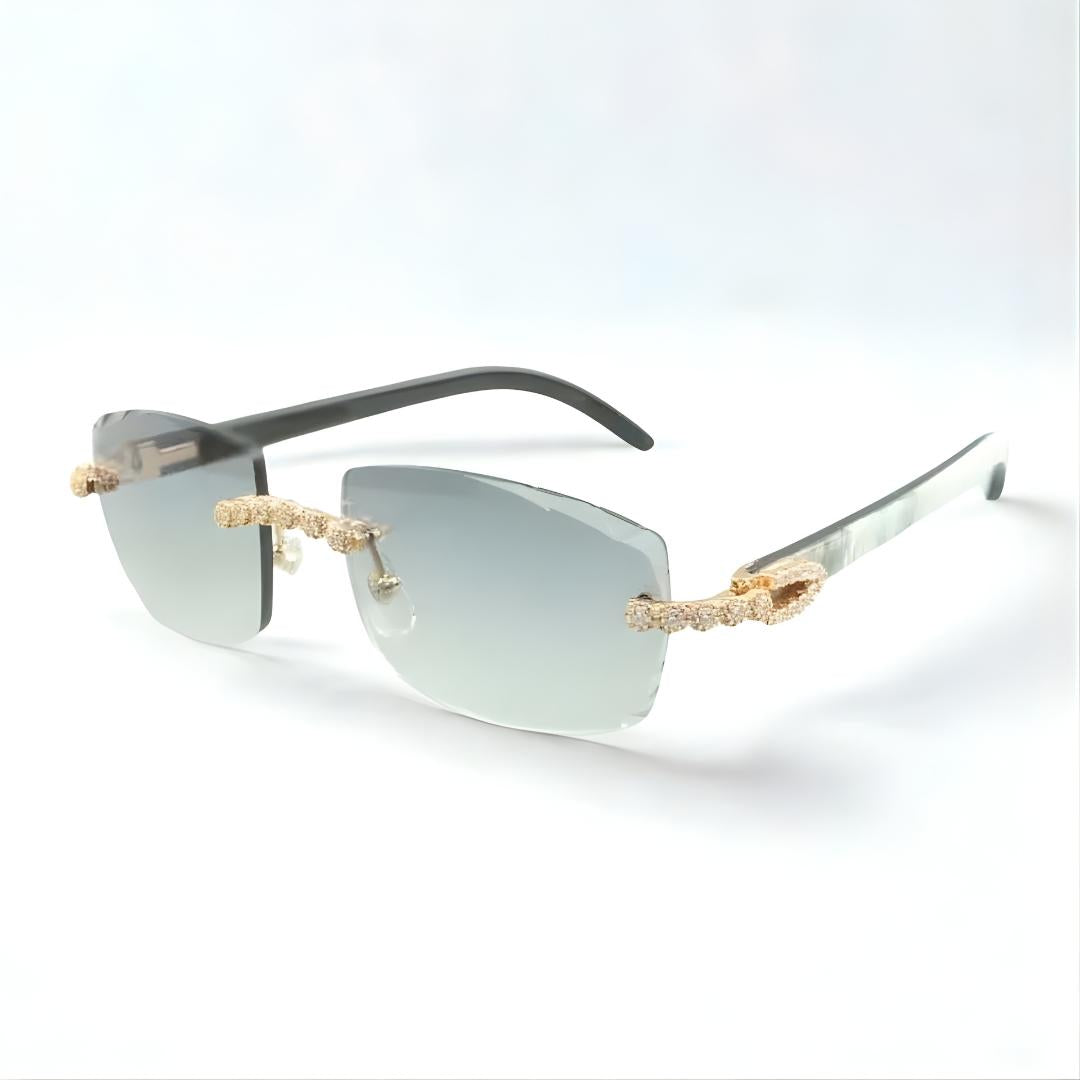 Bouquet White Buffs Cut Light Green Lens - Dolla Shades