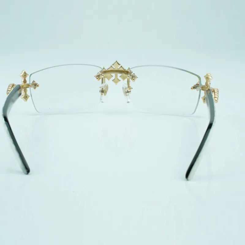Iced Out Cross White Buffs - Clear Lens