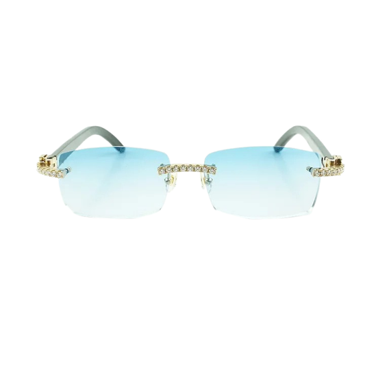 Iced Out Black Buffs Blue Lens Sunglasses