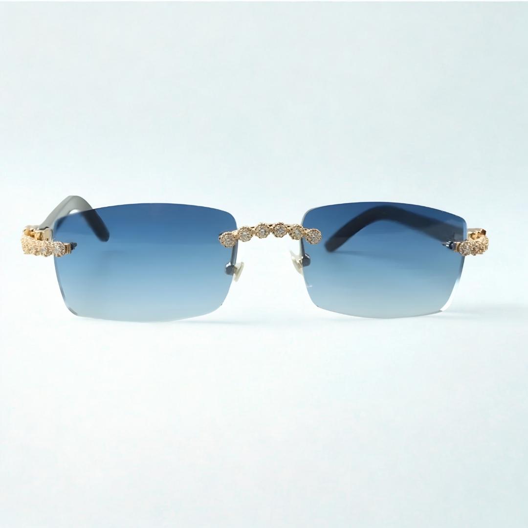 Bouquet White Buffs Blue Lens - Dolla Shades