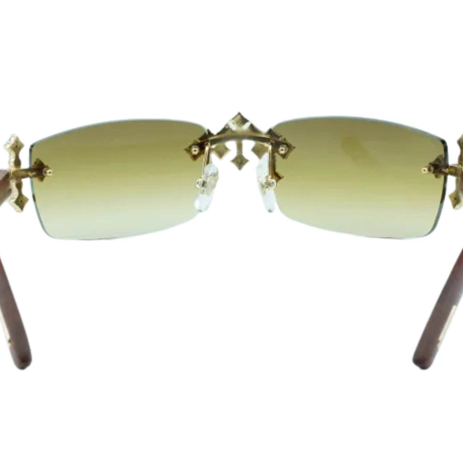 Iced Out Cross Wooden Frames - Brown Lens - Dolla Shades