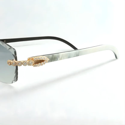 Bouquet White Buffs Cut Light Green Lens - Dolla Shades