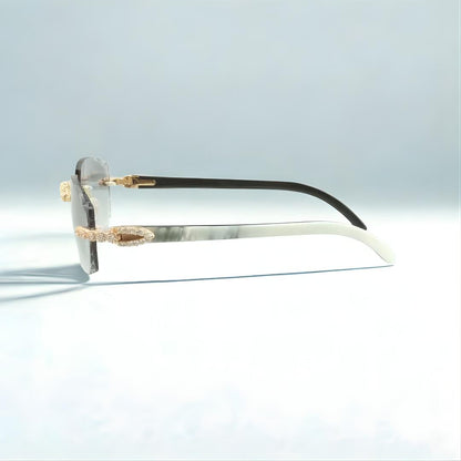 Bouquet White Buffs Cut Light Green Lens - Dolla Shades