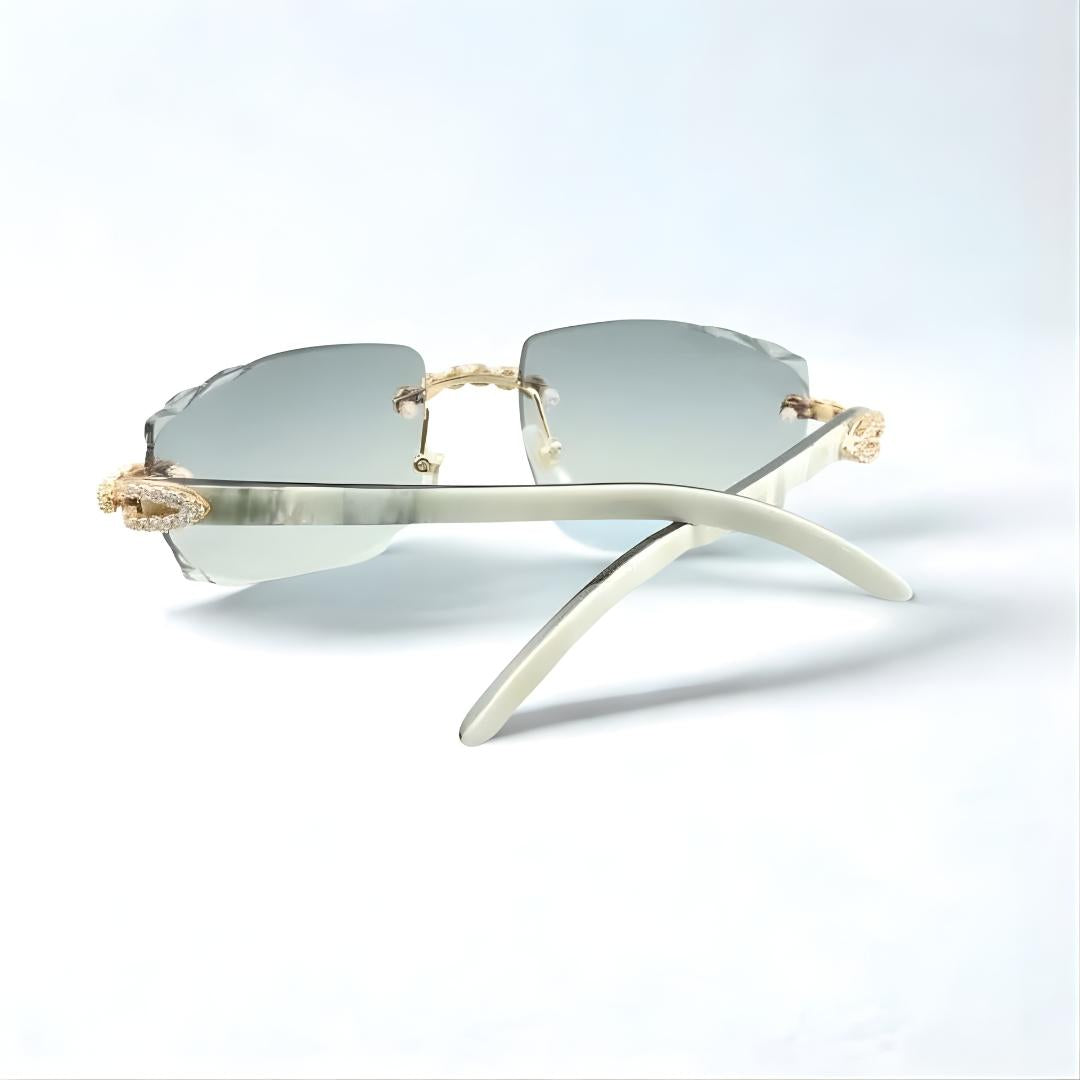 Bouquet White Buffs Cut Light Green Lens - Dolla Shades