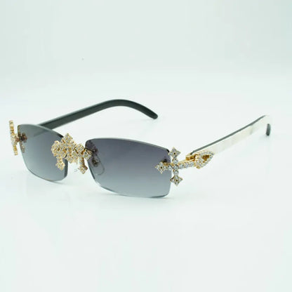 Iced Out Cross White Buffs - Clear Lens