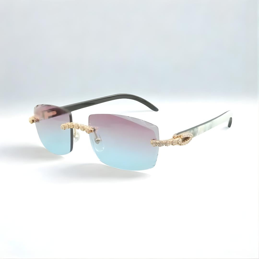 Bouquet White Buffs Cut Light Green Lens - Dolla Shades