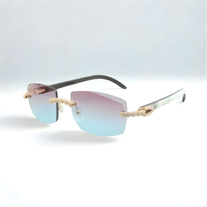Bouquet White Buffs Cut Light Green Lens - Dolla Shades