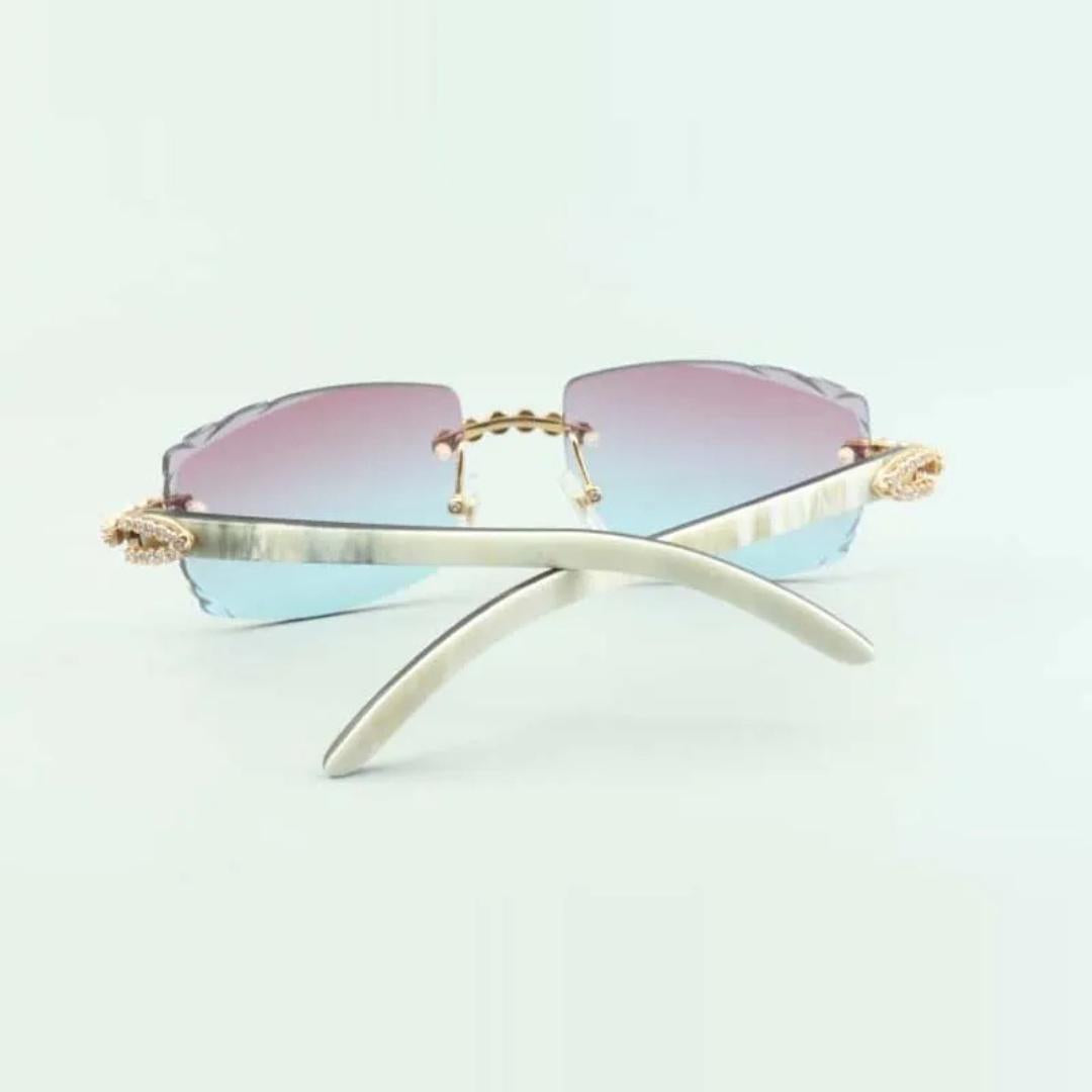 Bouquet White Buffs Cut Miami Lens - Dolla Shades