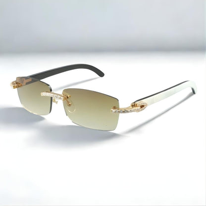 CZ White Buffs Blue Lens - Dolla Shades