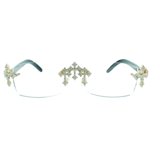 Iced Out Cross White Buffs - Clear Lens