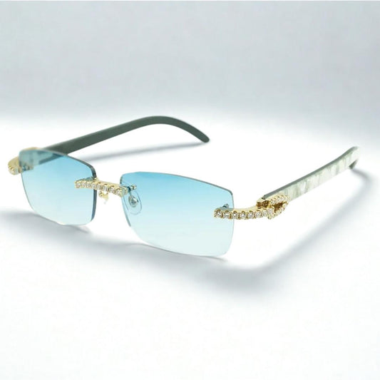 Iced Out White Buffs Blue Lens