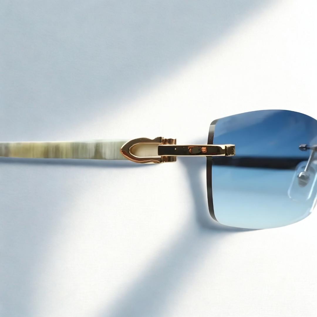 White Buffs Blue Lens - Dolla Shades