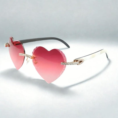 Iced Out White Buffs - Purple Heart Lenses - Dolla Shades
