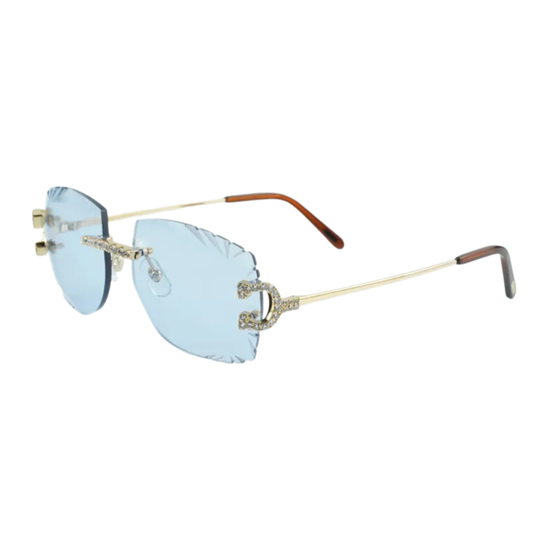 Iced Out C Decor Wires - Diamond Cut Light Blue Lens