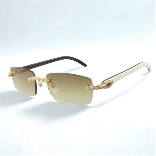 Bouquet White Buffs Blue Lens - Dolla Shades