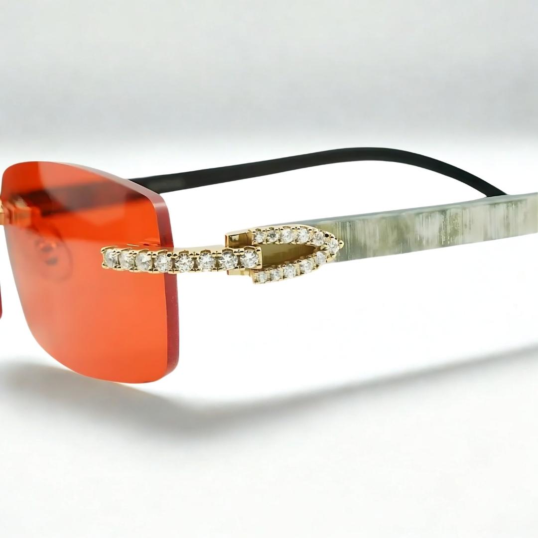 Iced Out White Buffs Red Lens - Dolla Shades