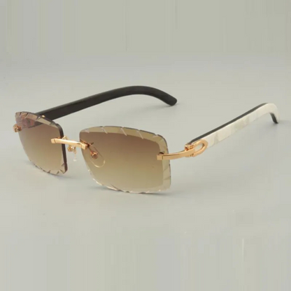 White Buffs Clear Diamond Cut Sunglasses | Premium Rimless Eyewear