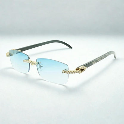 Iced Out Black Buffs Blue Lens