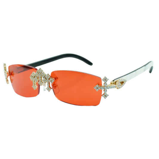 Iced Out Cross White Buffs - Red Lens